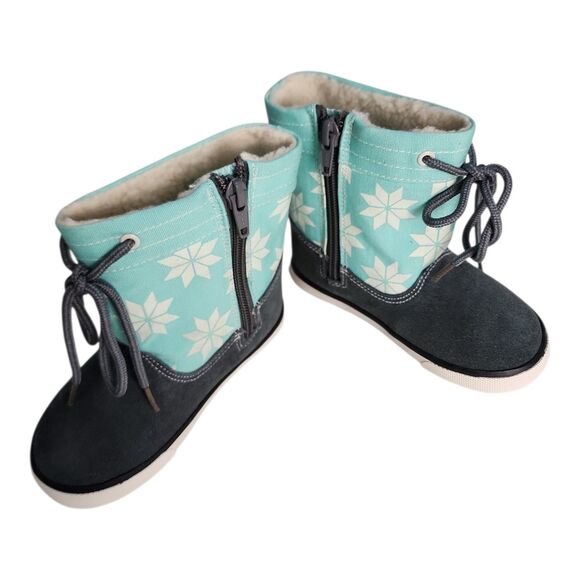 See Kai Run Guthrie Sneaker Boot Size 8 Mint Canvas Gray Suede - Picture 4 of 10